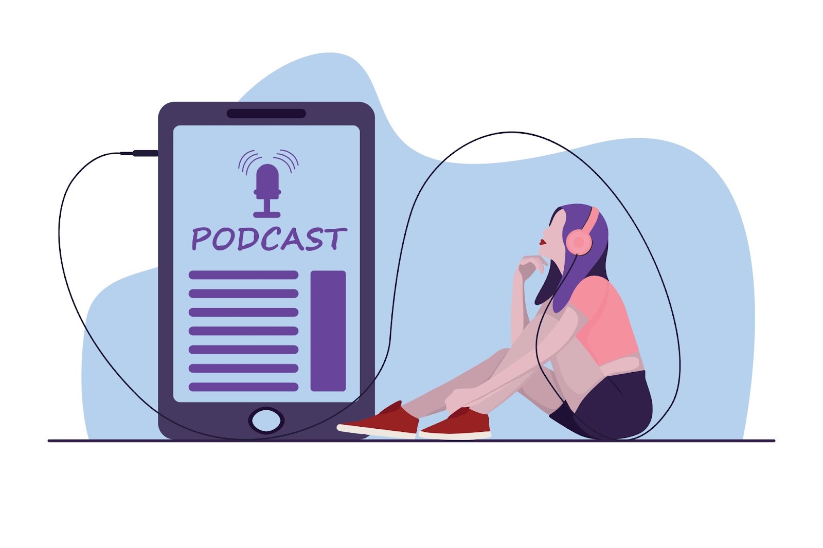 Podcast Webinar Apprendimento online Apprendimento Podcast Concetto, illustrazione