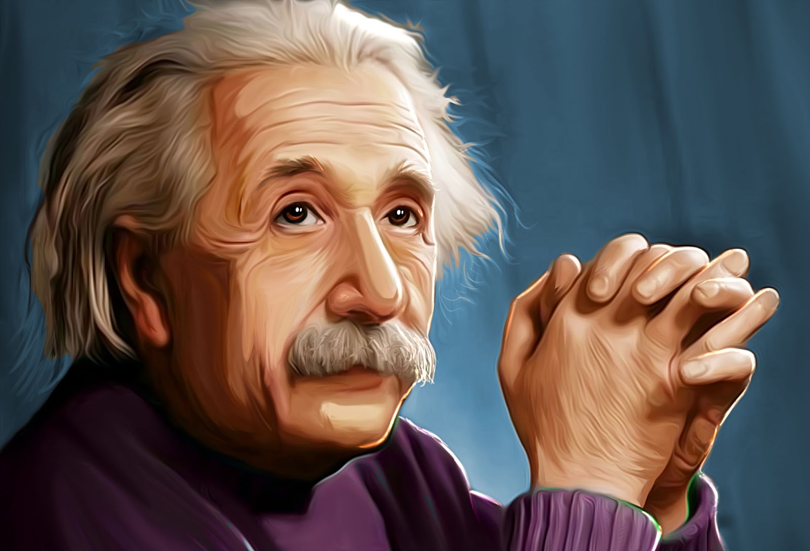 Albert Einstein ritratto colorato ad olio