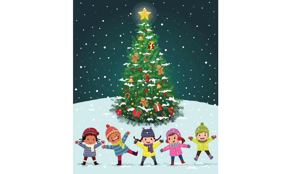 bambini albero di Natale
