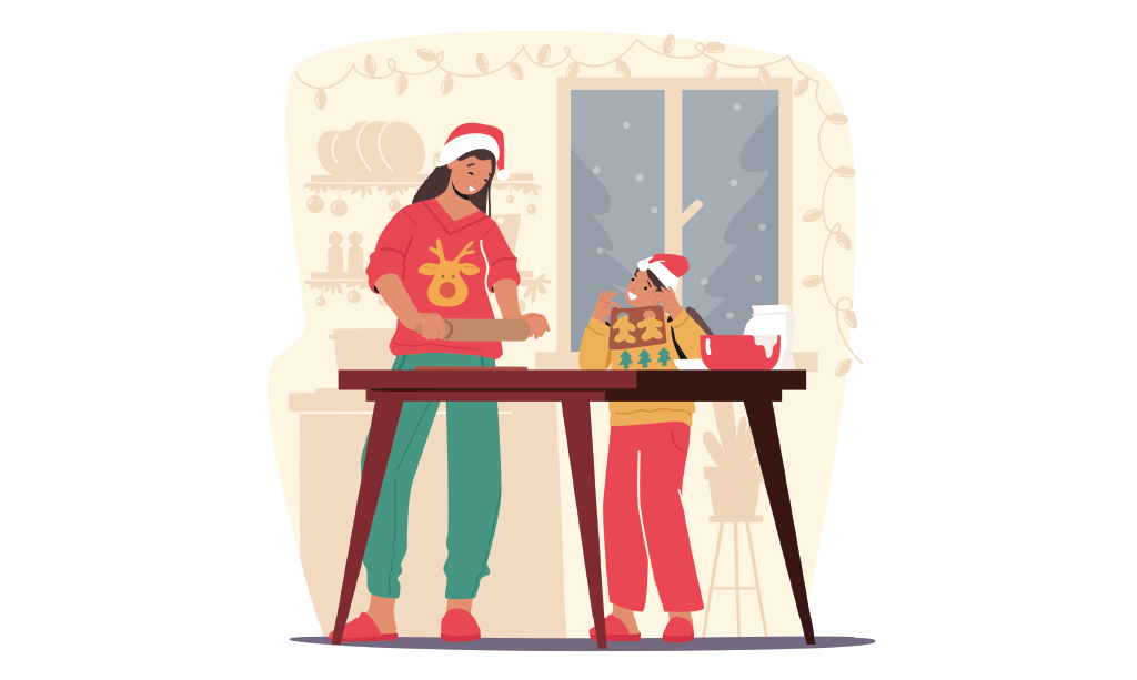 madre e figlia cucinano a Natale