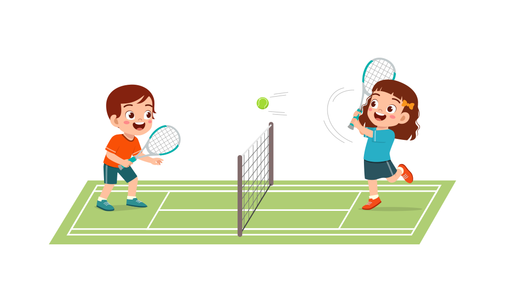 bambini giocano a tennis