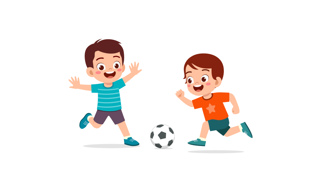 due bambini giocano a pallone